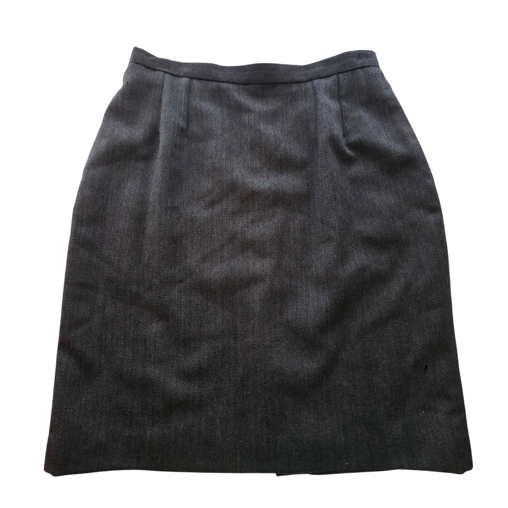 John Meyer Essentials Gray 100% Wool Pencil Skirt Vintage USA Size 12 Flaws